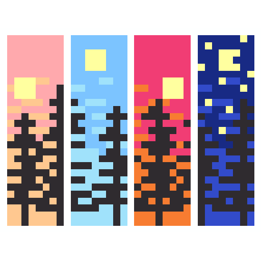 日月松林 - 风景建筑 - 37 × 29 - 拼豆图纸与作品详情