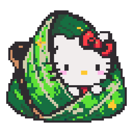 绿叶包裹蝴蝶结猫咪