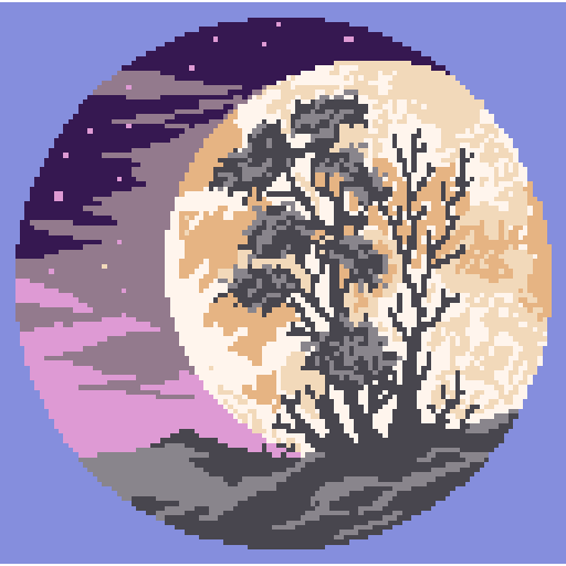 月夜树石 - 风景建筑 - 117 × 116 - 拼豆图纸与作品详情