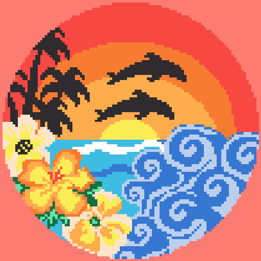 日落海豚棕榈